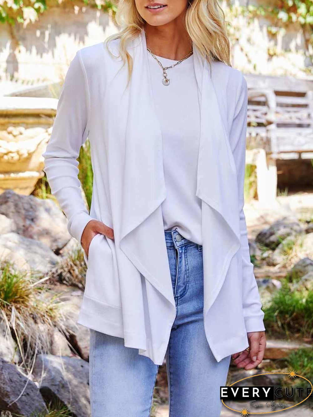 Casual Plain Autumn Natural Loose Jersey Long sleeve H-Line Regular Other Coat for Women