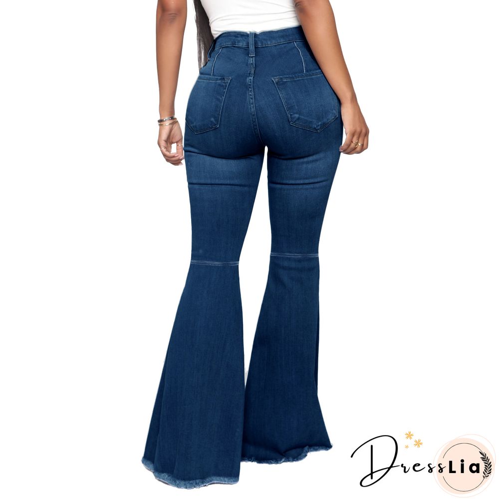 High Waist Stretch Plus Size Flare Jeans Pants