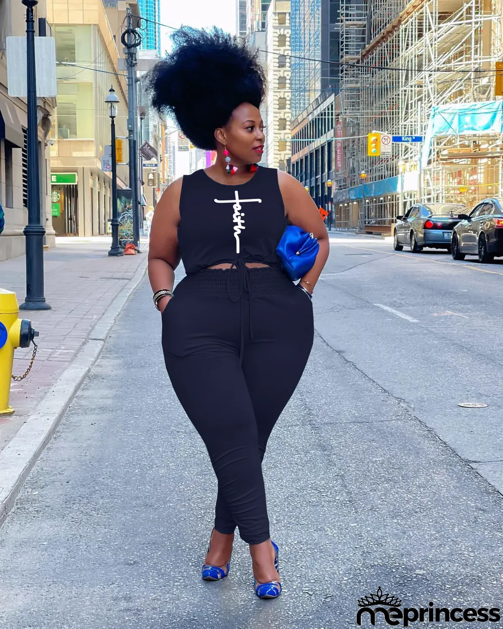 Women's Fashion Spring Summer Letter Print Tank Top Pants Casual Sport Plus Size Two-Piece Set