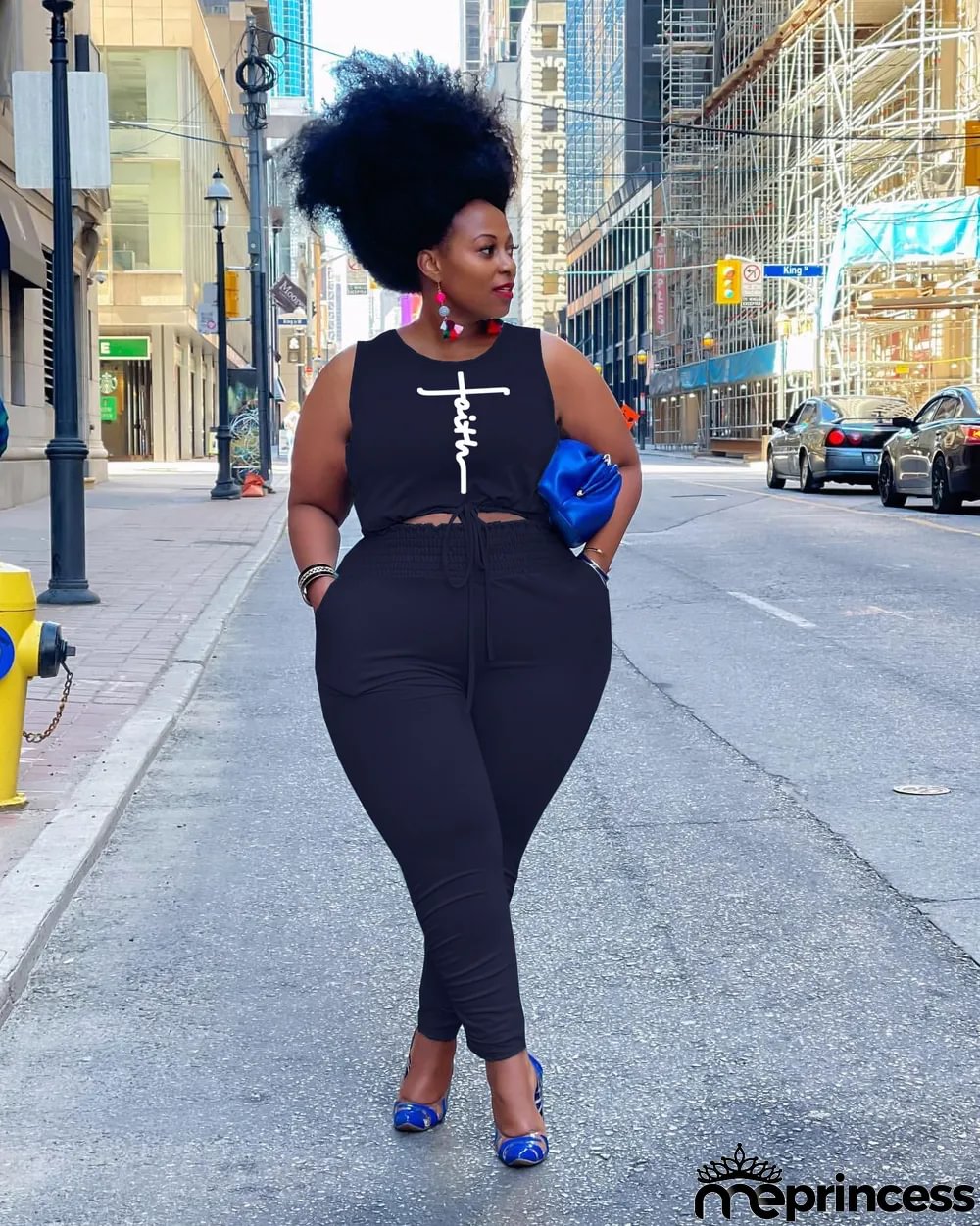Women's Fashion Spring Summer Letter Print Tank Top Pants Casual Sport Plus Size Two-Piece Set