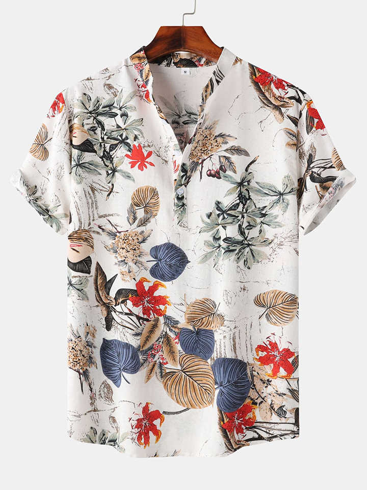 - Cotton And Linen Retro Gorgeous Floral Shirt