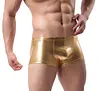 Men's Leather Underwear Lingerie Boxer Shorts Underwear with Bulge Pouch Briefs Shorts Low Rise Trunks
