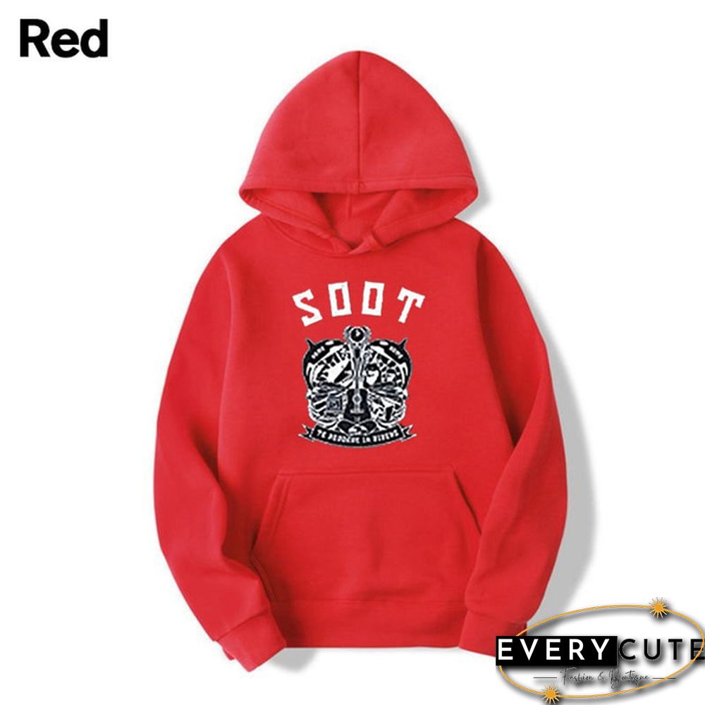 Wilbur Soot Unisex Printed Casual Hooded Street Style College Student Round Neck Long Sleeve Sweater
