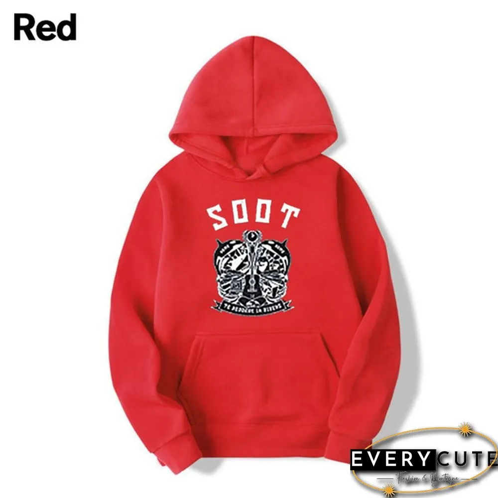 Wilbur Soot Unisex Printed Casual Hooded Street Style College Student Round Neck Long Sleeve Sweater