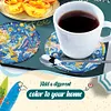 (US Local)6pcs DIY Sailboat And Sea Diamond Art Crafts Coaster Full Drill Diamond Coaster