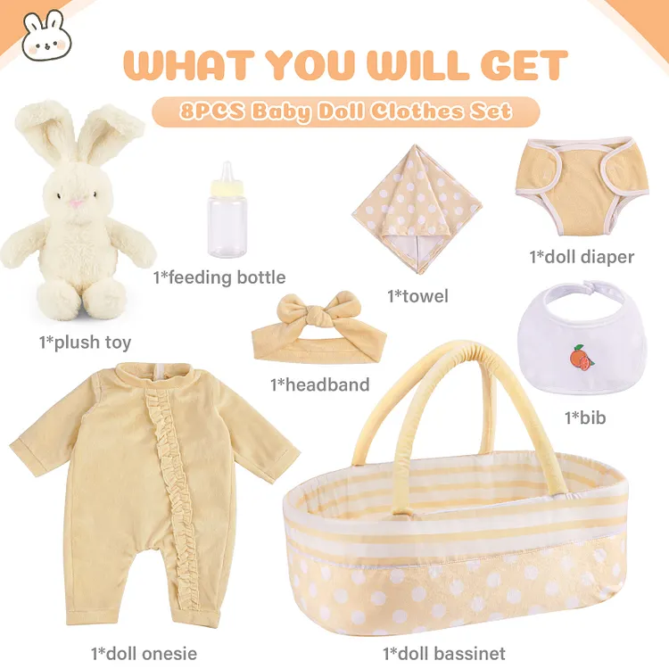 17"-22" Pink Baby Doll Play Set Babeside Baby Doll Accessories 8 Pcs