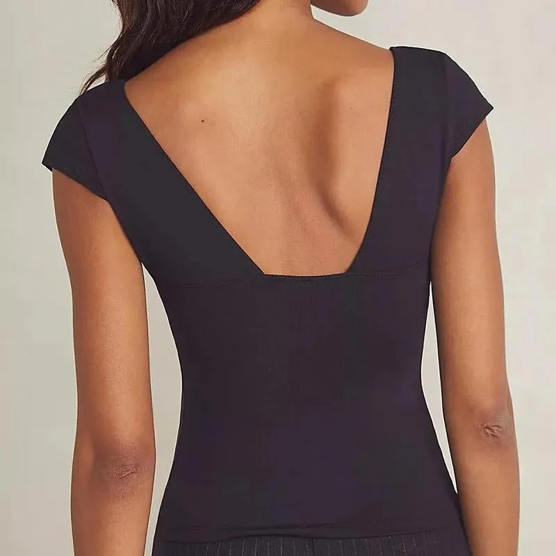 Brownm Neck Bodycon Top