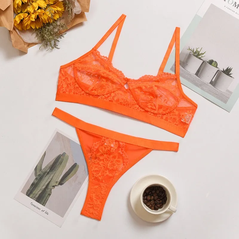 Yimunancy 2-piece Bra Set Women Transparent Lingerie Sexy Bra +panty 2021 Ladies Lingerie Set