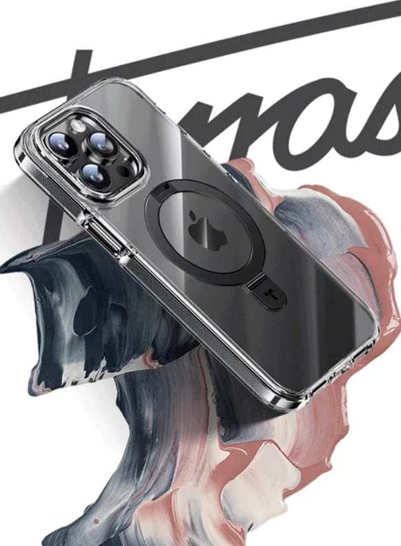 Suitable For iPhone 15 Series Advanced Transparent Magnetic Bracket Phone Case