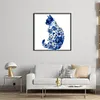 Blue And White Porcelain Cat-11CT Stamped/Counted Cross Stitch 40*40cm/15.75*15.75in