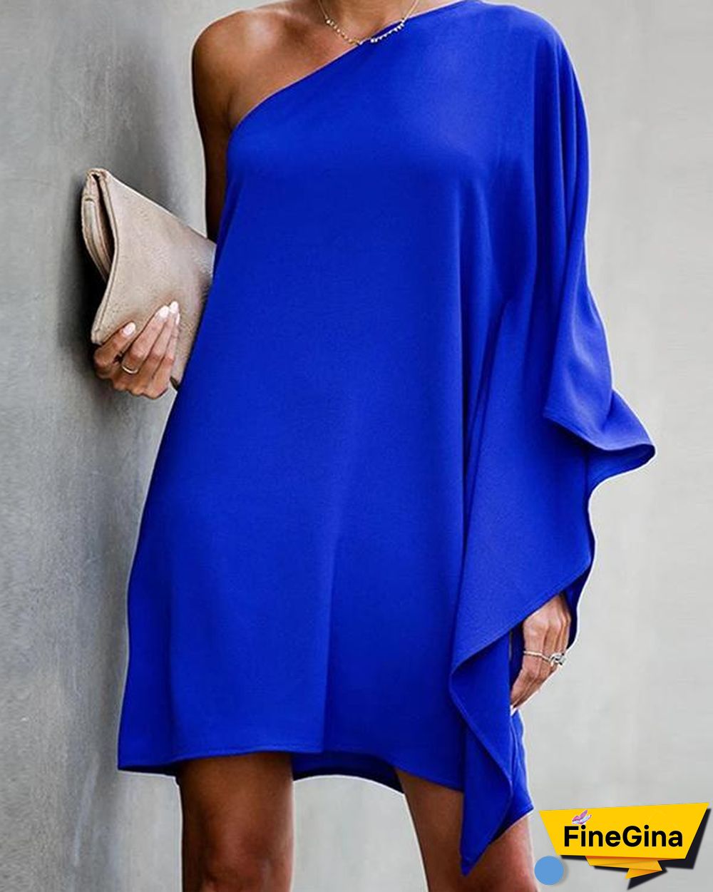 Solid Color Long Sleeve Chiffon Mini Dress