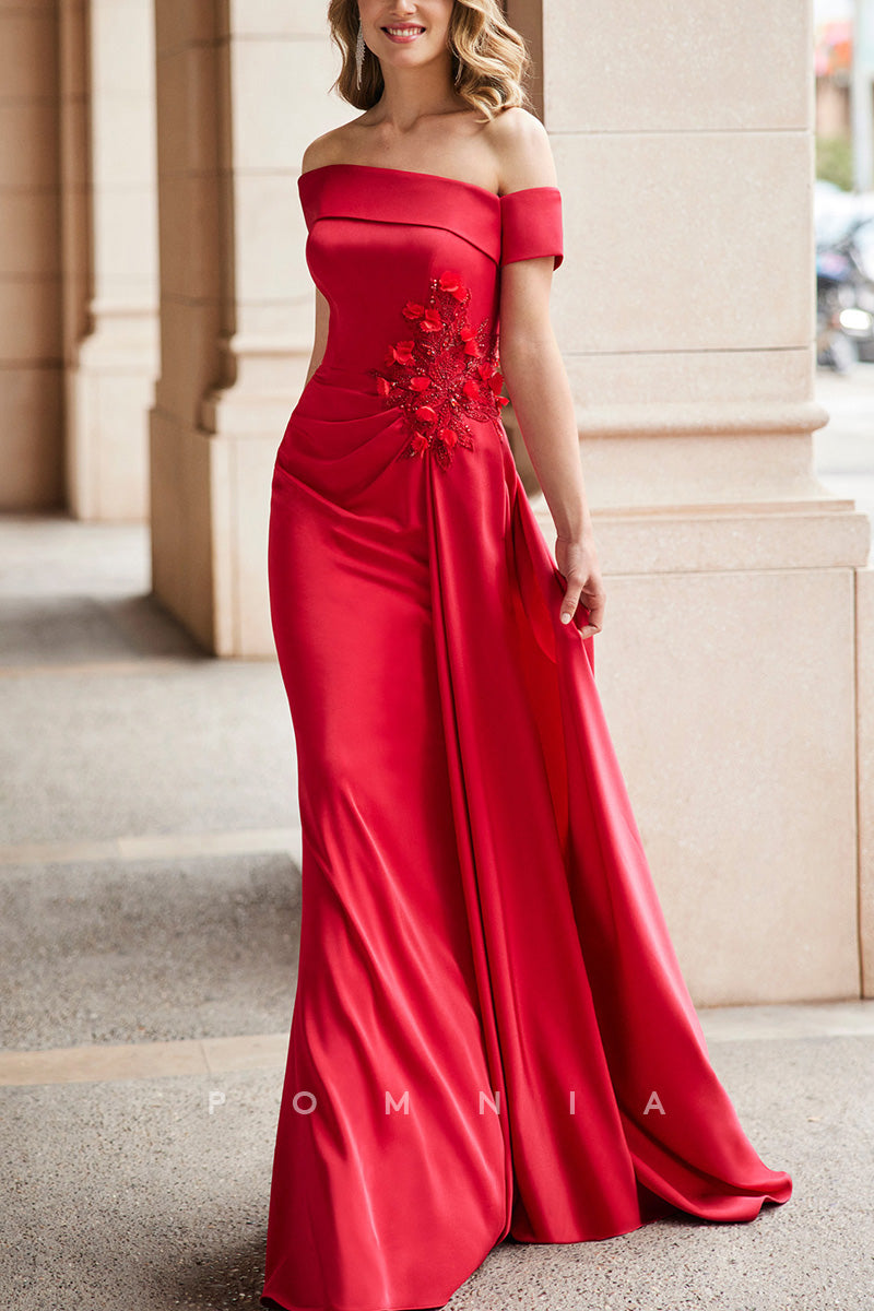 P9149 - A-Line Strapless Cap Sleeves Empire-Waist Pleated Long Cocktail  Dress Wedding Guest Dress
