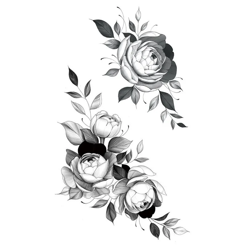 Sdrawing Temporary Tattoo Stickers Butterfly Snake Rose Flower Gun Dark Flash Small Women Body Art Wrist Neck Fake Tattoos Men