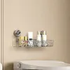 Glacier Pattern Transparent Shower Storage Rack Punch-Free Suction Cup Shelf