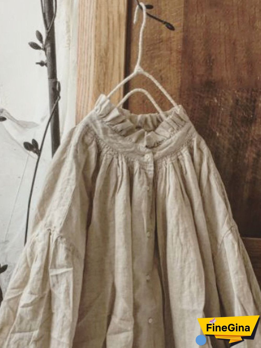Vintage Plain Plus Size Long Sleeve Casual Tops