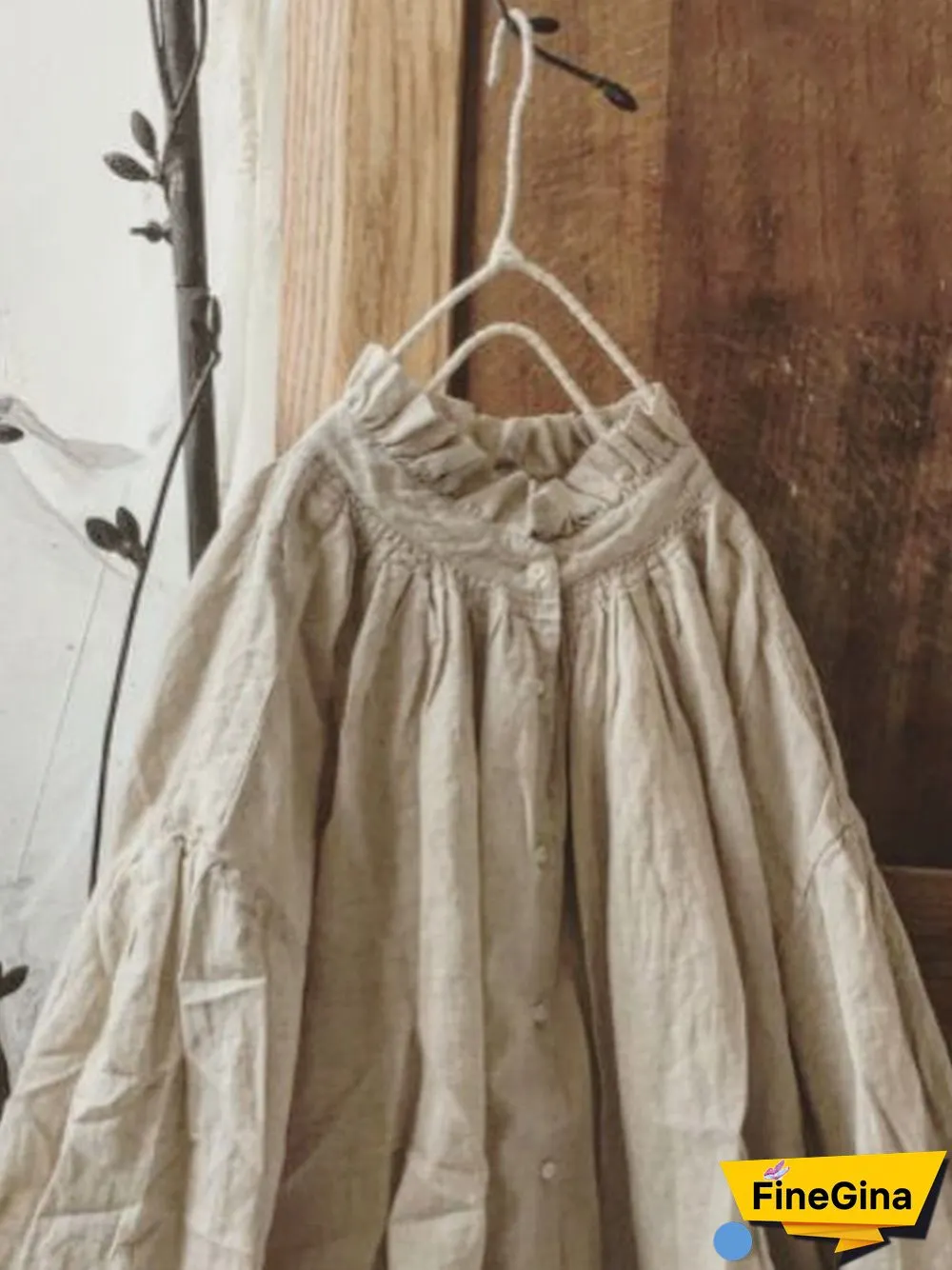Vintage Plain Plus Size Long Sleeve Casual Tops