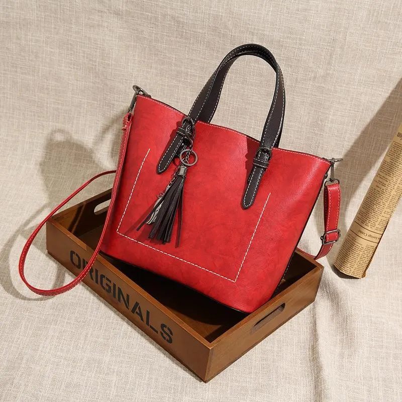 Ladies retro handbag wild large-capacity bucket bag retro single shoulder messenger bag