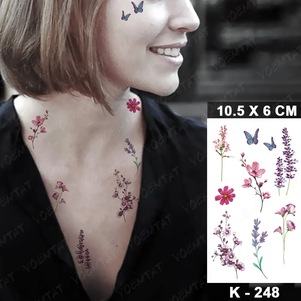 Waterproof Temporary Tattoo Sticker Black Point Line Sunflower Geometric Rose Flash Tatoo Fake Tatto For Body Art Women Men