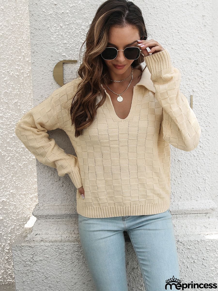 Johnny Collar Dropped Shoulder Sweater