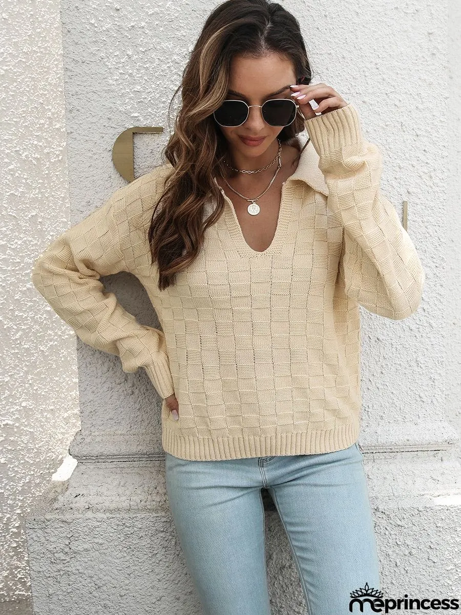 Johnny Collar Dropped Shoulder Sweater