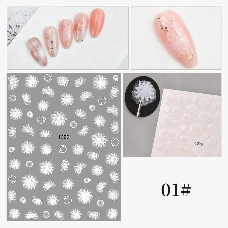 1 Sheet Christmas 5D Nail Stickers Gold And Sliver Snowflakes Transfer Nail Decals Slider Decoration For Manicuries