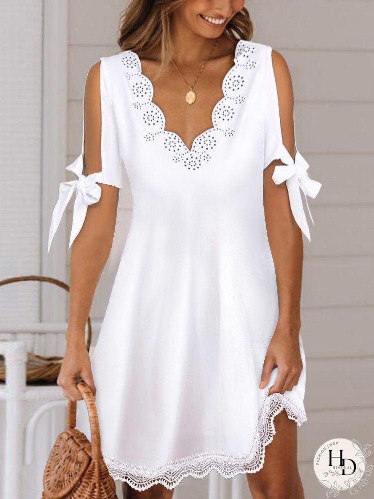 Dresses V-Neck Lace Off Shoulder Mini Dress for Women