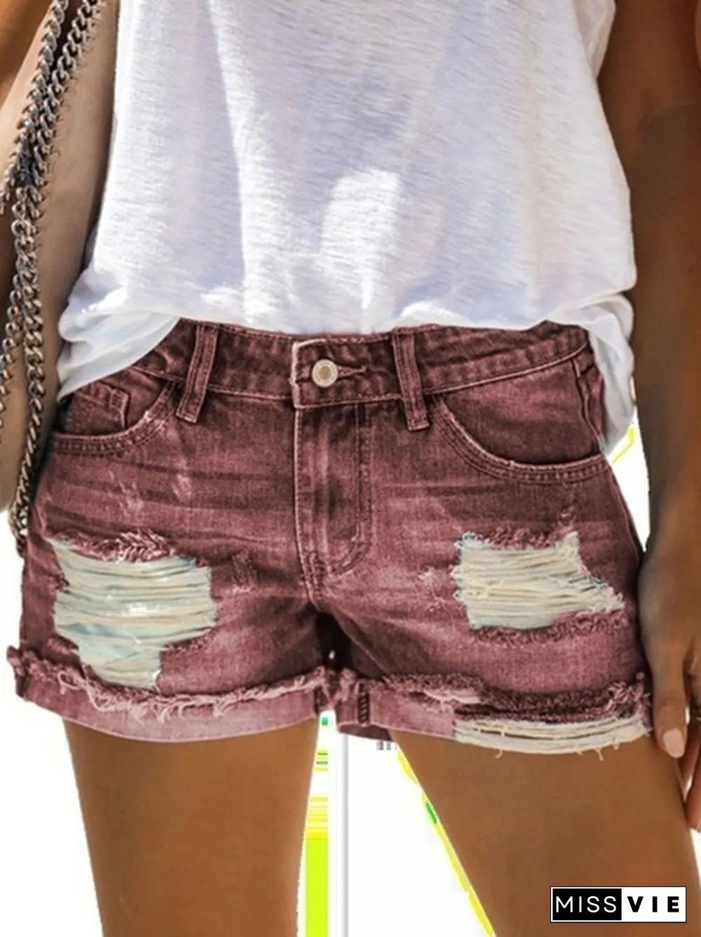 XS-5XL Plus Size Summer Women's Fashion Denim Shorts Blue Jeans Ripped Casual Pants High Waist Denim Pants Cool Streetwear