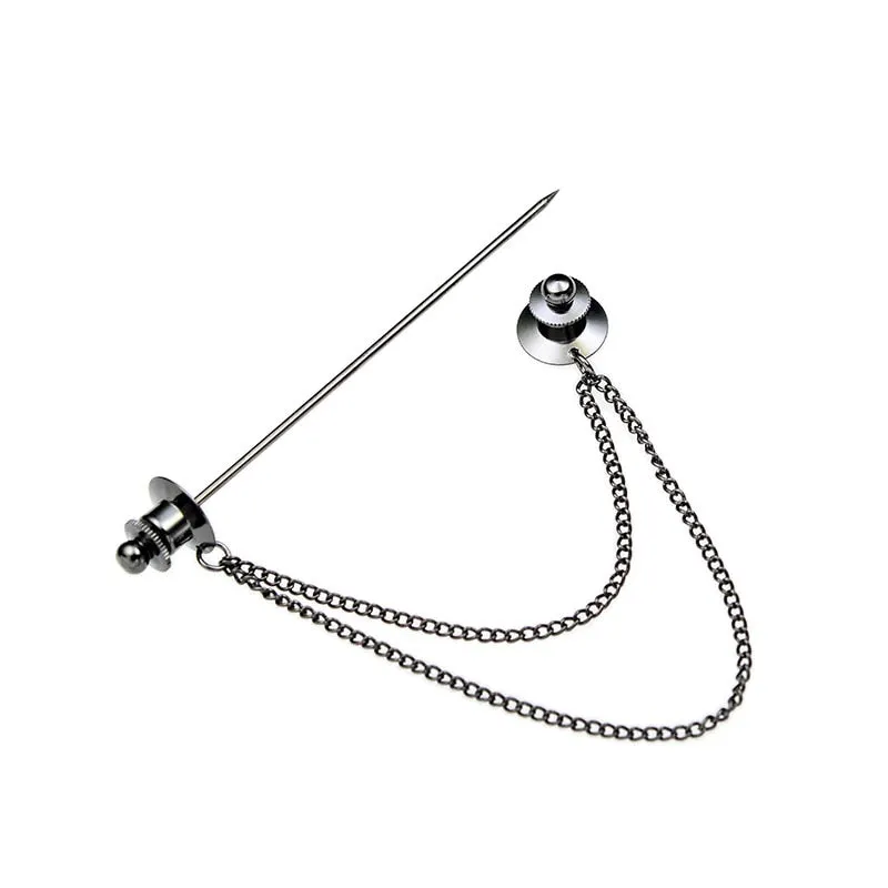 French Shirt Collar Needle Brooch Prevent Exposure Unisex Business Wedding Ceremony Copper Fringed Chain Classic High Quality