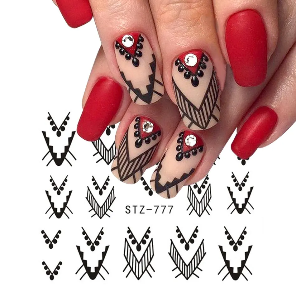 Nail Stickers Water Transfer Necklace Petals Feathers Hanging Flowers Designs Nail Decal Decoration Tips For Beauty Salons-Nail Inspo