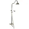 [US Local Warehouse] Antique Gold Shower Head Set with Knobs Mixer Tap Vintage Rainfall Showers Faucet Wear Resist for Home Bathroom Hotel SPA