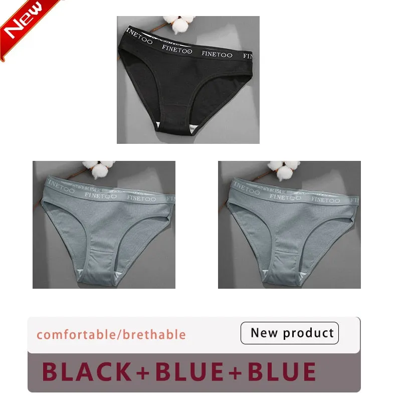 3PCS/Set Cotton Underwear For Woman Sexy Letter Panties Underpants Female M-XL Briefs Intimates Lingerie 6 Solid Color Pantys