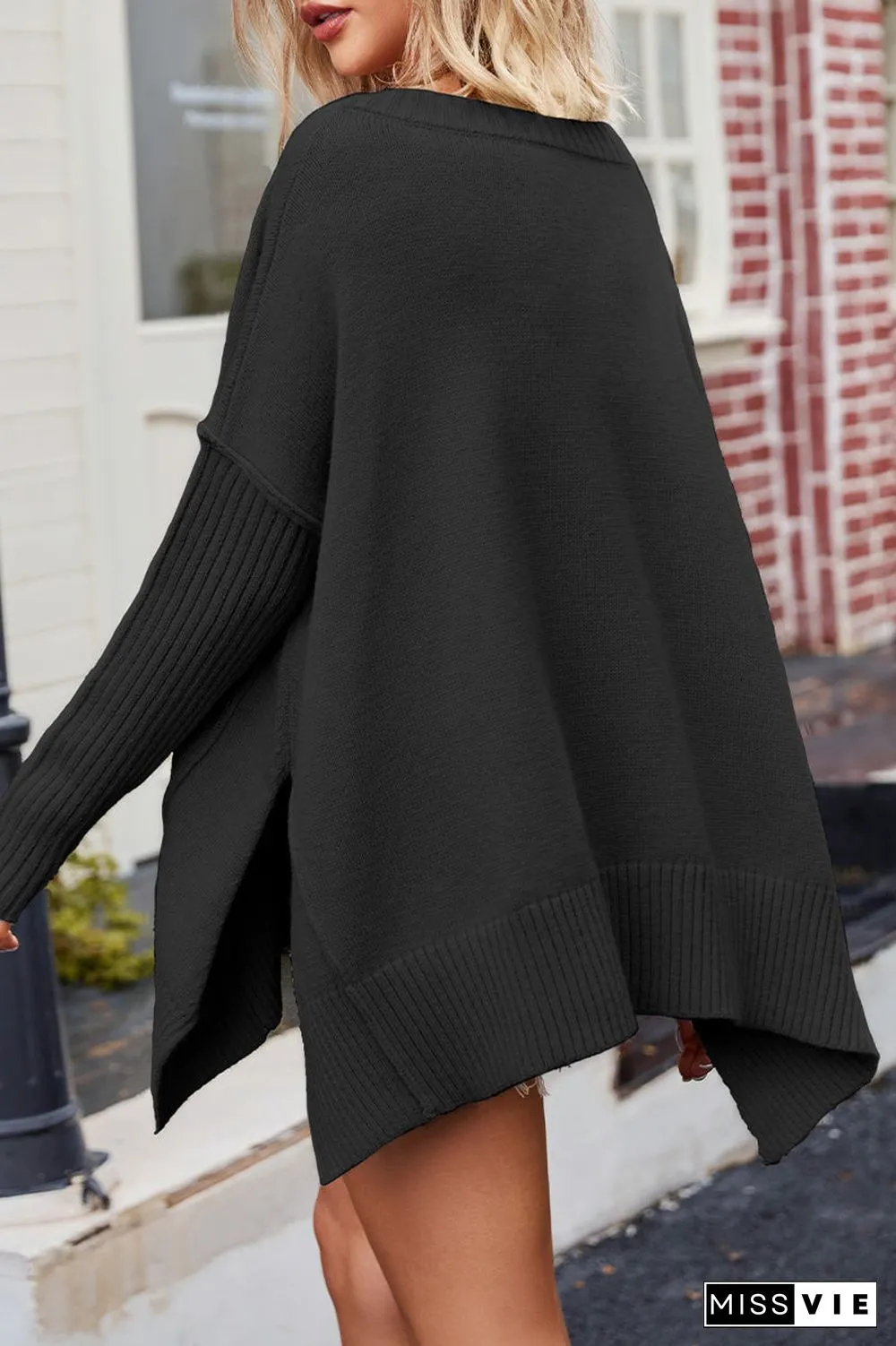 Casual Simplicity Solid Slit V Neck Tops