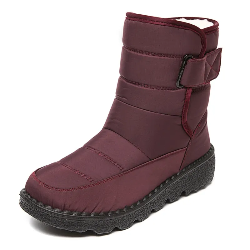 2021 New Winter High-top Plush Boots Water Proof Hook & Loop Plus Velvet Women's Shoes Long Tube Outdoor Snow Boots