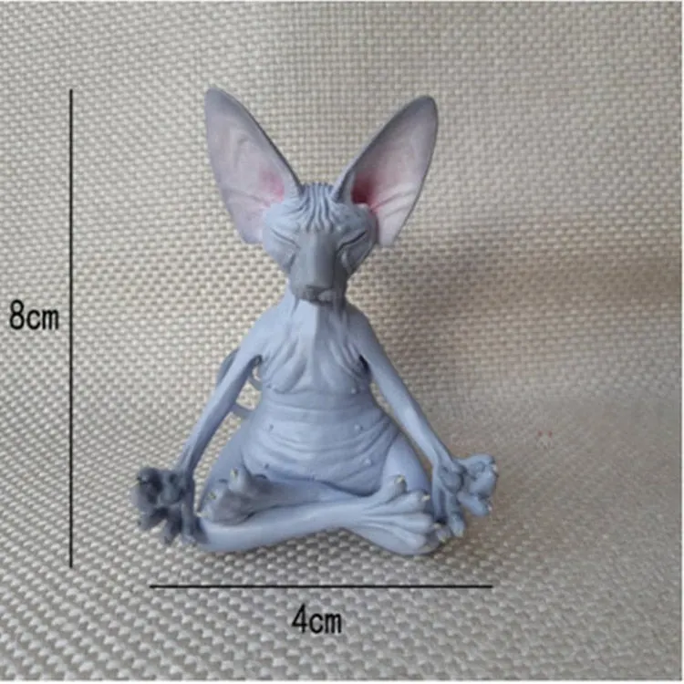 Whimsical Buddha Sphynx Cat Figurine Meditation Yoga Happy Cat Decor Art Sculptures Outdoor Garden Statues Figurines D&eacute;co Jardin