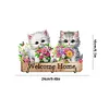 (US Local)Wooden Cat & Flower Diamond Painting Art Craft Wall Hooks DIY Crafts Decor