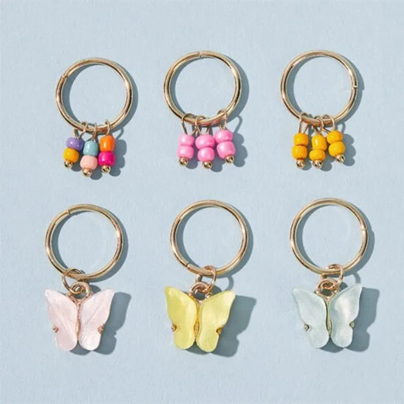 Hair Braid Coin Leaves Retro Colorful Beads Pendant Charms Rings Clip Headband for Pierced Hip-hop Braiders Leaves Accessories