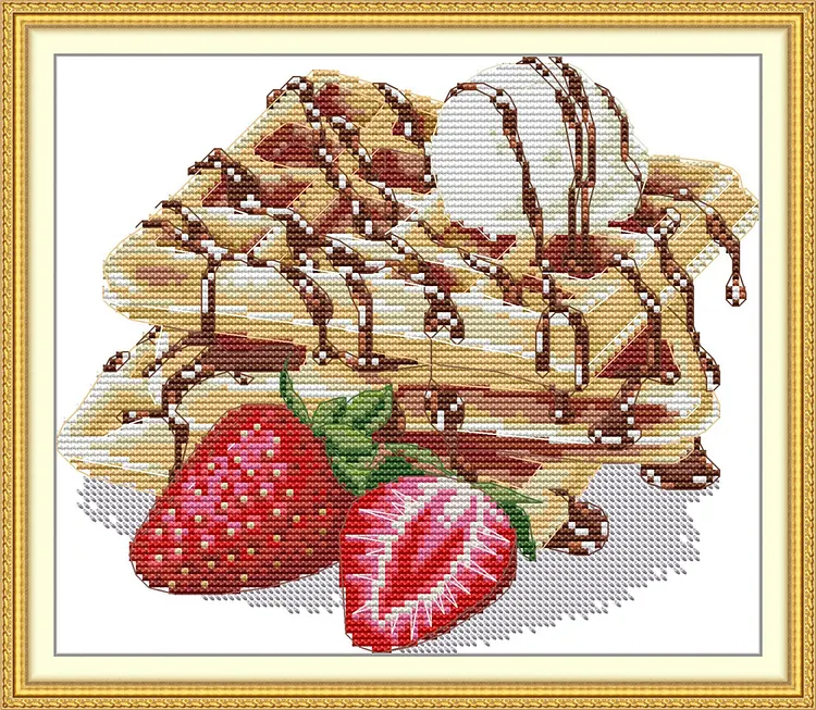 【Joy Sunday Brand】Strawberry Waffles 27*21cm 14CT Stamped Cross Stitch gbfke