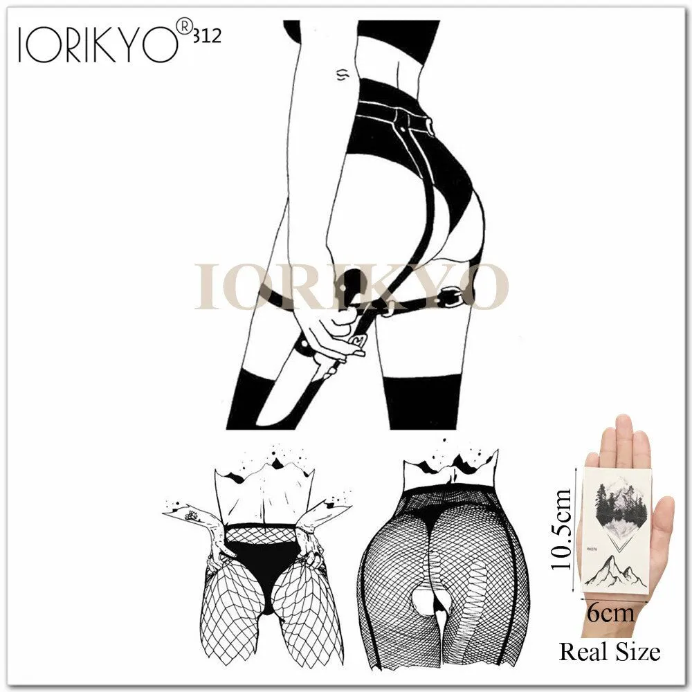 Old School Sexy Water Transfer Tattoo Stickers Women Body Art Drawing Temporary Tattoo Punk Girls Adults Love Waterproof Tatoos