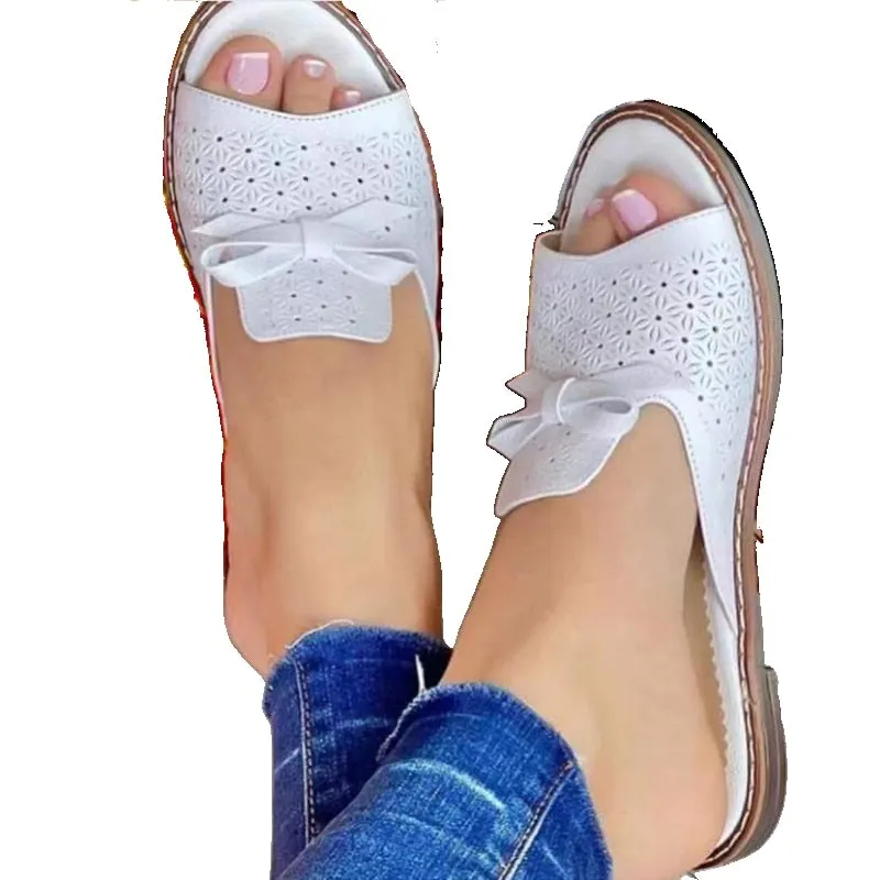 Women Shoes Sandals Hollow Out Bowknot Women Sandals Shoes Woman Walking Shoes Slip On Sandals Woman Slipper Footwear Female