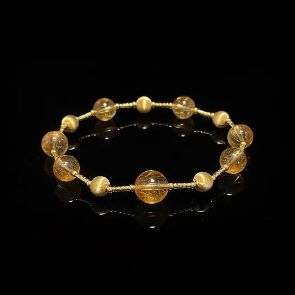 JiStones Luminous Aura &ndash; Natural Citrine & 14K Gold-Plated Dainty Bracelet
