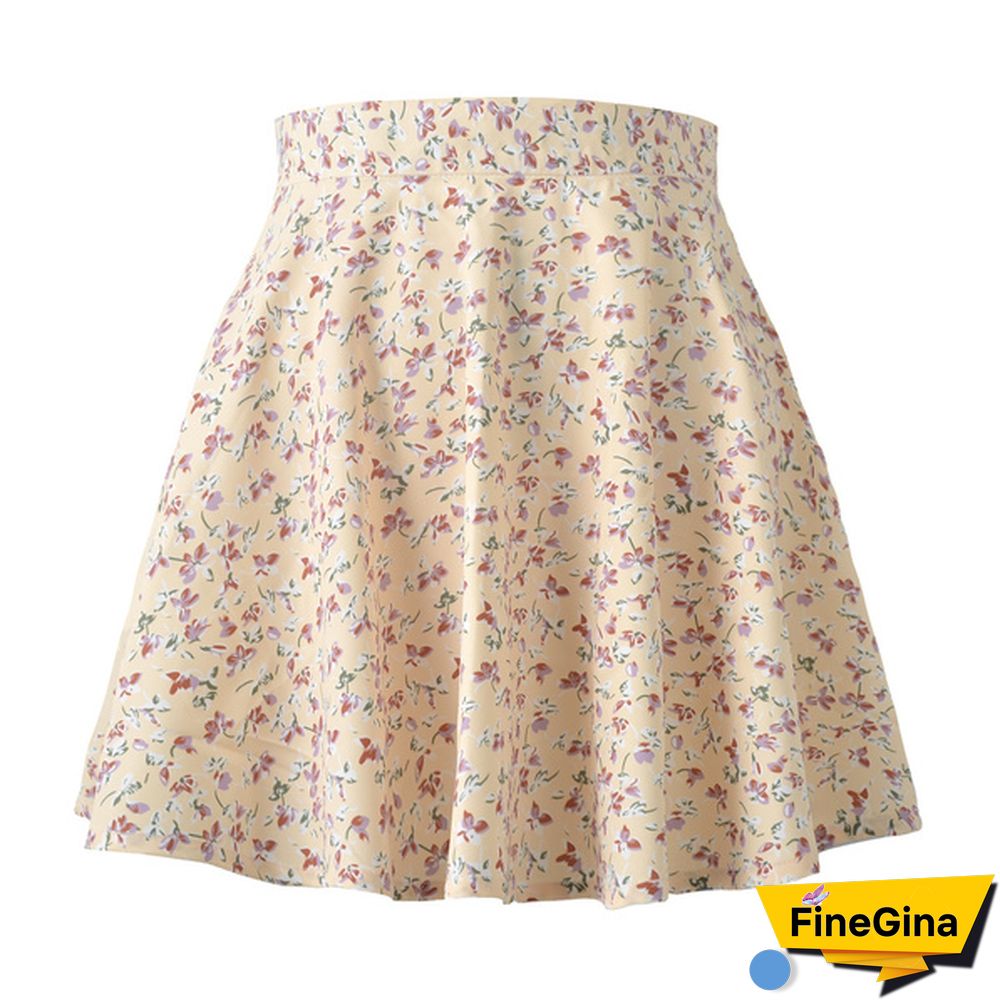 Summer Women Mini Skirt Harajuku Floral Invisible Zipper Chiffon Tall Waist Umbrella Skirt Ladies Sweet Elegant Y2K Clothes