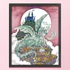 >SALE<Embroidery Cotton Thread 14CT Print Castle Guardian Cross Stitch Kit 40x49cm