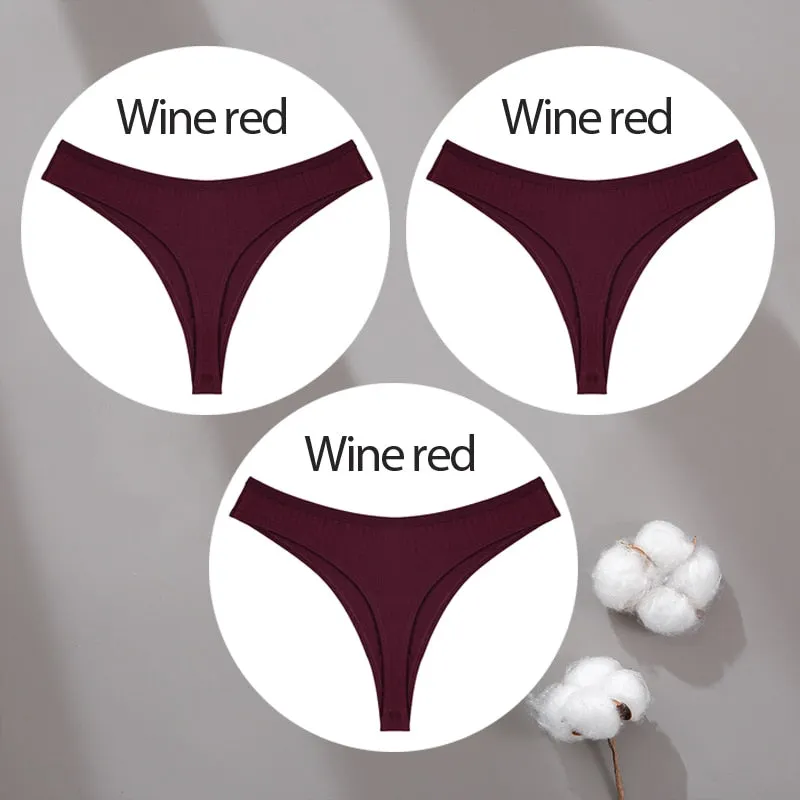 3PCS/Set Cotton Panties G-String Women Panties Sexy Underwear Female Lingerie Thong Briefs for Woman Solid Color Intimate Pantys