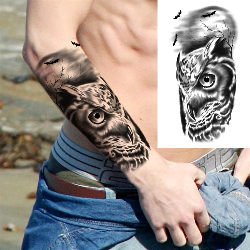 Sdrawing Clock Temporary Tattoo For Men Women Children Skeleton King Dragon Hourglass Black Tattoo Sticker Fake Snake Adults Tatoos
