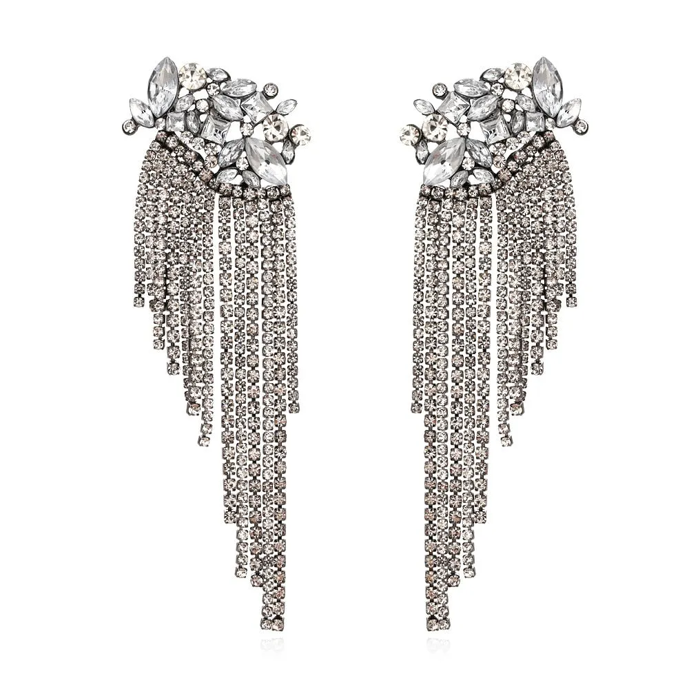 Dvacaman Bohemian Cute Fashion Animal Parrot Bird Drop Earrings Women Shiny Rhinestone Fringed Statement Tassel Earrings Jewelry