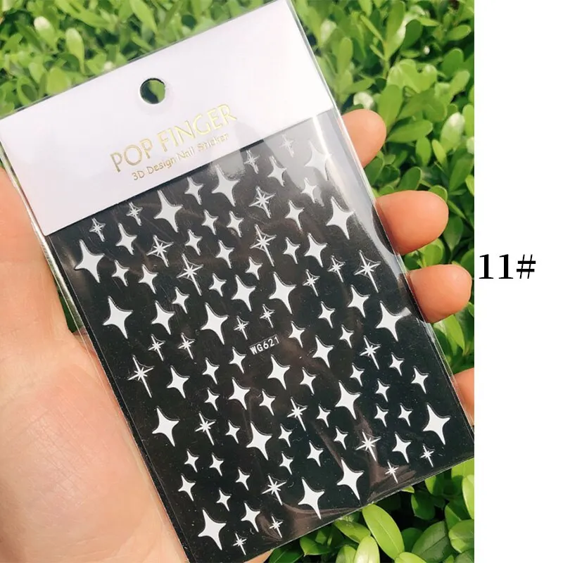 Star Nail Art 3D Stickers Black White Gold Love Hearts Pattern Nail Decals Manicures Nails Design Adhesive Wraps Tip Decoration