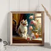 Cats And Flowers On Windowsill- 18CT Stamped Cross Stitch 30*30cm/11.81*11.81in