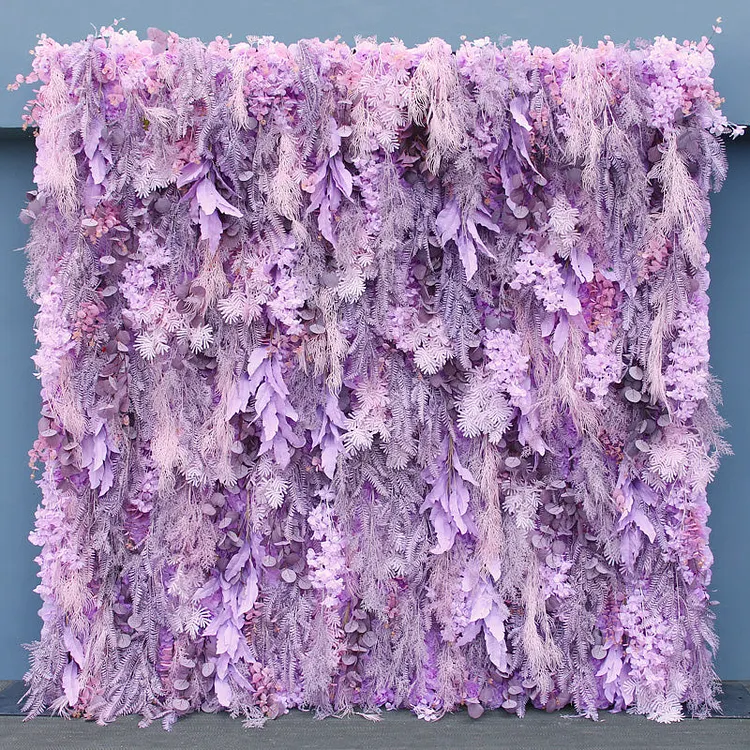 A088 A7427 Purple Cloth Flower Wall Wedding Backdrop Decor Props