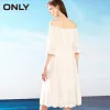 ONLY Brand 2018 NEW fashion sweet hollow crochet off shoulder short sleeves female dresses |118207636 