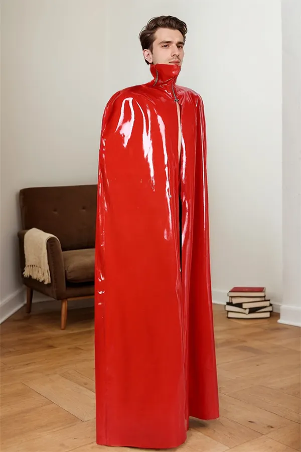 Men's latex cape  - Full-Length & High-Collar